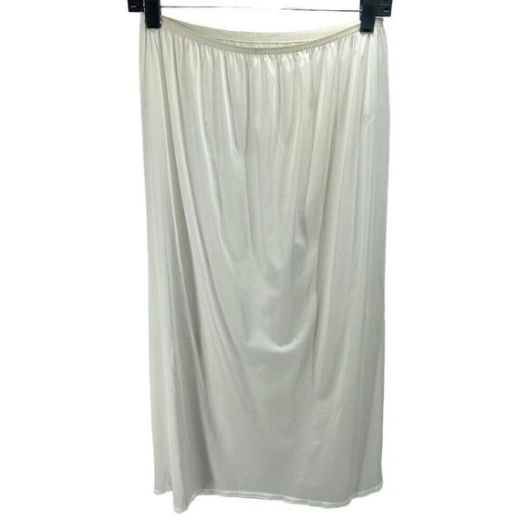 Vanity Fair Womens Half Slip Skirt Lingerie Slit Lace Trim Nylon Cream Large - Picture 2 of 9